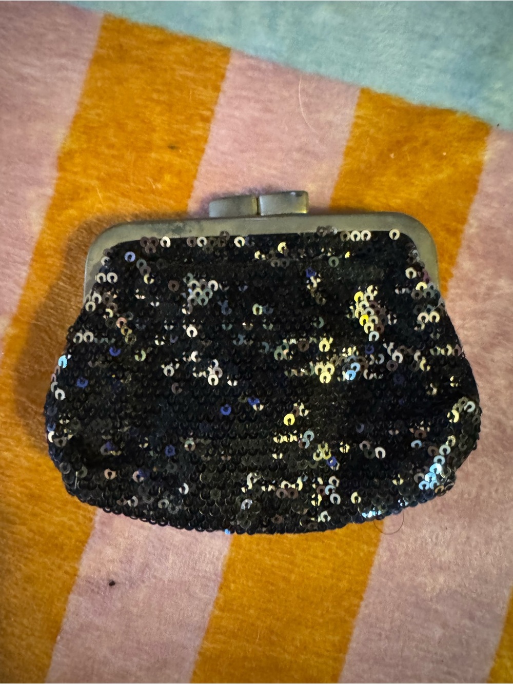 Black Sequin Clasp Evening Coin Purse